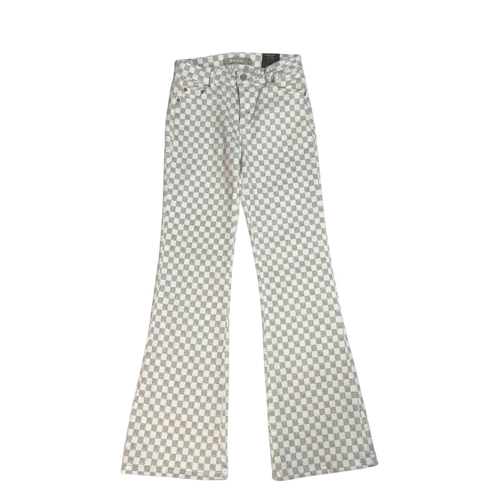 Tractr Kids Mid Rise Flare Jeans Checkered Pattern Size 10